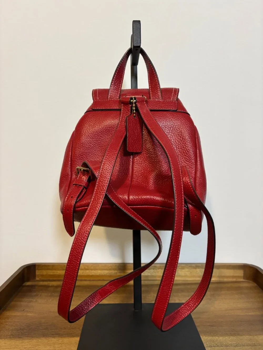 Coach Pennie 22 Red Pebbled Leather Mini Backpack